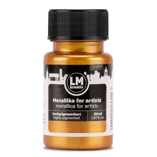 Metallic Acrylic Paint 1.69 fl oz - Brilliant Gold - Premium Metallic Paint for Artists and Crafters. High Coverage, Lightfast & Durable. Ideal for Canvas, Wood, Ceramic & More - color: Brilliant Gold