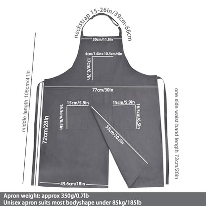 Molaxhome Split Pottery Apron with 3 Pockets Unisex with Adjustable Strap | Cotton Blend,Kitchen Apron,for Ceramics,Gardening,Kitchen Cooking - color: Grey
