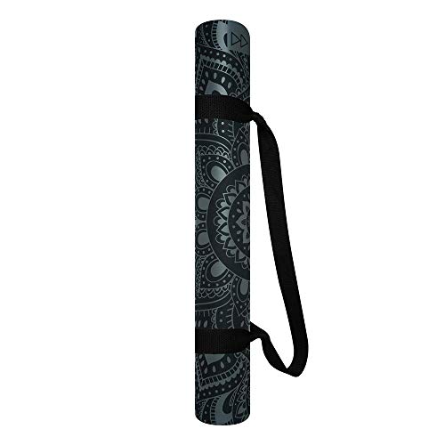YOGA DESIGN LAB | The Infinity Mat | Luxurious Non-Slip Design Provides Unparalleled Grip to Support and Align You Beautifully | Eco-Friendly | w/Carrying Strap! - color: Mandala Charcoal, size: 3mm