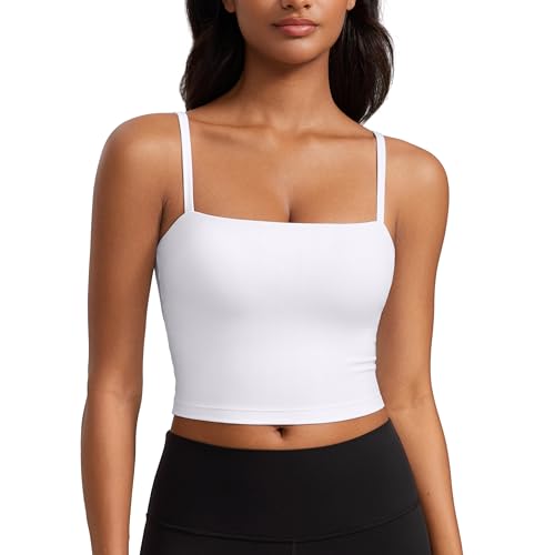 CRZ YOGA Butterluxe Cami Crop Tank Tops - color: White, size: Small