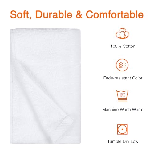Amazon Basics 8-Pack Soft, Highly Absorbent, Quick-Dry Hand Towels, 100% Cotton, 28" x 16", White - color: White, size: Hand Towel, style: Hand Towel (Pack of 8)