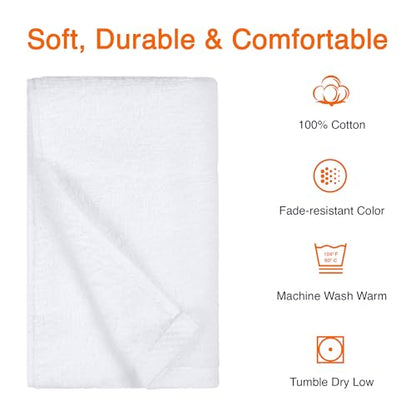 Amazon Basics 8-Pack Soft, Highly Absorbent, Quick-Dry Hand Towels, 100% Cotton, 28" x 16", White - color: White, size: Hand Towel, style: Hand Towel (Pack of 8)