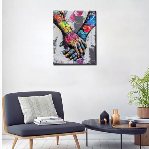 Tucocoo Couple Holding Hands Graffiti DIY Oil Painting by Numbers for Adults Wall Decor Gift 16''x20'' - color: 20 Styles Graffiti 04, size: 16''Wx20''H(DIY frame)