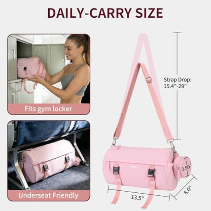 Small Gym Bag for Women Men, 15L Sports Workout Bag with Wet Pocket and Yoga Mat Holder, Lightweight & Water-Resistant Mini Travel Duffle Bag (Pink) - color: Pink