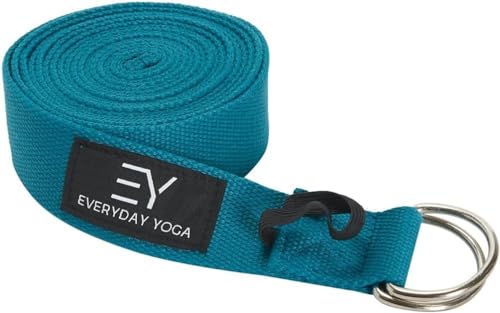 Everyday Yoga Bolster and Yoga Strap Set, Rectangular Meditation Pillow, Firm Support for Restorative Yoga - Peacock - 10ft Length