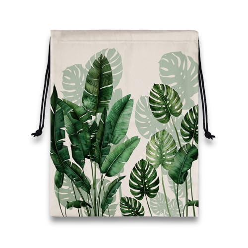 Botanical Gymnastics Grip Bag Tropical Plants Small Drawstring Gym Bag for Yoga - color: Tropical Leaf Green, size: 12"(H)*9.25"(W)