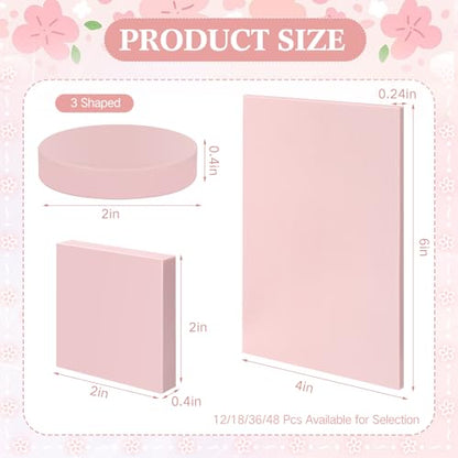 12 Pcs Pink Rubber Linoleum Blocks for Printmaking 4x6in 2x2in 2in 3 Shapes Linocut Block Stamp Making Kit for DIY Crafts & Art Projects