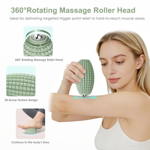 Vibrating Massage Ball with Rolling Head for Plantar Fasciitis - color: Green
