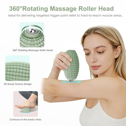 Vibrating Massage Ball with Rolling Head for Plantar Fasciitis - color: Green