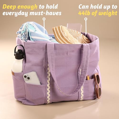 Folkulture Beach Tote Bags For Women, Beach Must Haves 2026-18x15 Inch | Waterproof,Sandproof, Large Tote Bags for Women, Swimming Pool, Beach Essentials, Simple Modern Pool Bag, Bolsos Para Mujeres - color: Lavendar