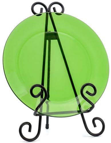 Red Co. 13” Tall Decorative Curved Scroll Metal Wire Display Plate Stand & Art Holder Easel, Black - color: Black