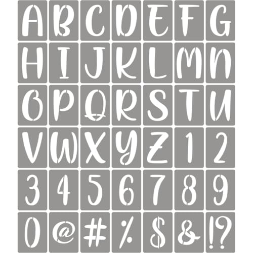 1.25 Inch Letter Stencils for Painting - 42 Pack Alphabet Letter Number Templates with Signs, Reusable Plastic Alphabet Stencils for Chalkboard Fabric Rock Wood Crafts Painting - size: 1.25 Inch