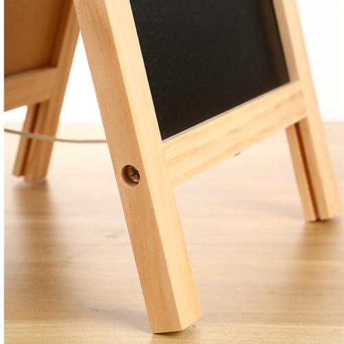 Small Wooden Tabletop Chalkboard Easel Signs with Stand, Folding A Frame Double-Sided Chalkboard Easel Sidewalk Board, Mini Food Signs Menu Board Message Display Board, Black(7.5" x 11.8")