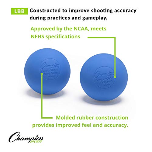 Champion Sports Lacrosse Balls & Rhino Skin® Foam Balls – Official Size Balls for Games, Practice & Training, NCAA, NFHS & SEI Certified, Multiple Colors, Packs & Styles Available - color: Blue, size: 1-Pack