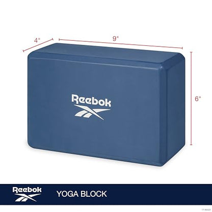 Reebok Solid Yoga Block, 4” x 6” x 9” Yoga Brick with Lightweight Support for Flexibility, Balance & Alignment, Portable Foam Block for Fitness, Home Workout, Stretching & More