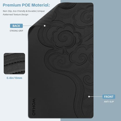 Large 76"x40"x0.4" Yoga Mat - color: Black