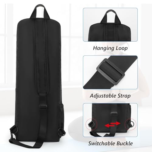 VISEMAN Yoga Mat Bag Carrier Waterproof Yoga Backpack with Multi Pockets, Lightweight Adjustable Yoga Bag for Mat, Yoga Blocks, Yoga Accessories - color: Black