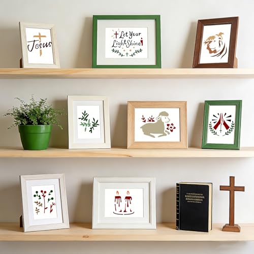 72 Pcs Christian Cross Stencils for Painting Set, Reusable Religious Jesus God Painting Templates - Christ Stencil Crafts Drawing Templates for DIY Scrapbook, Home Wall Murals, Canvas Wood Signs - style: Christian