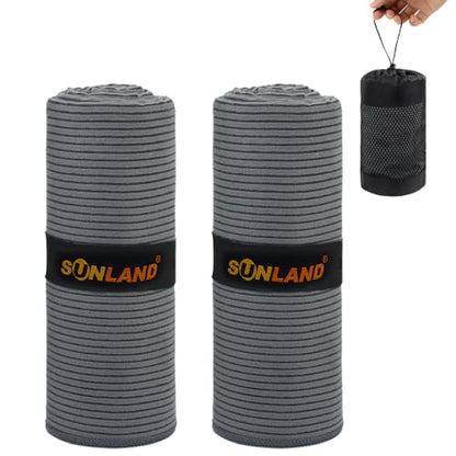 SUNLAND Microfiber Gym Bath Towels for Men Momen 24x48In - color: Dgrey X 2