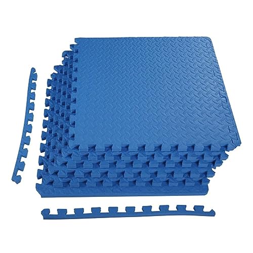 BalanceFrom Puzzle Exercise Mat 3/4" Thick, EVA Interlocking Foam Floor | Tiles for Home Gym, Mat for Home Workout Equipment, Floor Padding for Kids, Blue, 24 in x 24 in x 3/4 in, 24 Sq Ft - 6 Tiles - color: Blue, style: 3/4" Thick, 24 Square Feet