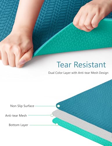 IUGA Yoga Mat Thick Non Slip Anti-tear Pilates Mat Eco Friendly Hot Yoga Mats for Workout & Exercise(72"x 24"x 6mm) - color: Ocean