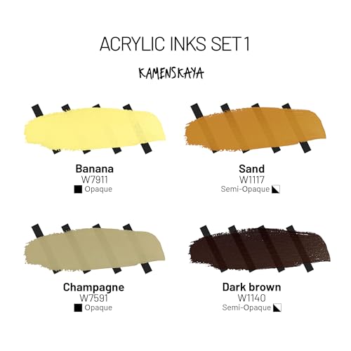 Acrylic Inks for Artists - Acrylic Ink Set, Color Combination #1-4 pcs. 1 Fl Oz (30 ml) Each | Highly Concentrated, Multifunctional Liquid Acrylic Paint - color: Color Combination #1, style: Core Line