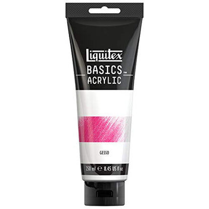 Liquitex BASICS Gesso Surface Prep Medium, 250ml (8.4-oz) Tube, White | Matte white, opaque finish. Creates the ideal absorbency, stiffness and adhesion for paint. - style: 8.4-oz