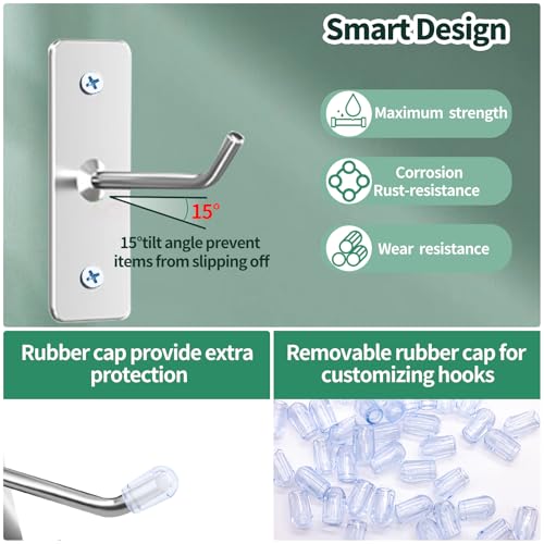 40 Pcs 2"/5CM Stainless Steel Wall Mounted Hooks with Protective Caps and Screws, Coat Bag Hat Utility Hook, Garage Tools Storage Organizer & Hanger for Office Kitchen Home Shop - size: 2" / 5cm