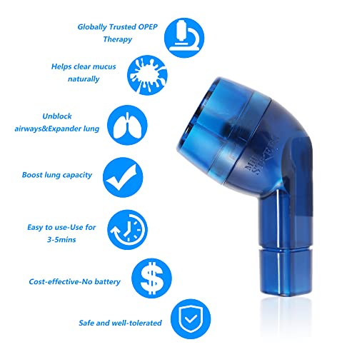 MILLSTEPS Breathing Exercise Device for Lungs,Flutter Valve,Expiratory Breathing Exerciser - Clear Mucus from Airways Naturally & Build Stronger Lungs (Blue) - color: Blue