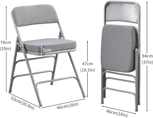 Padded Folding Chairs with Thick Cushion, 2 Pack Grey - color: Grey 2 Pack