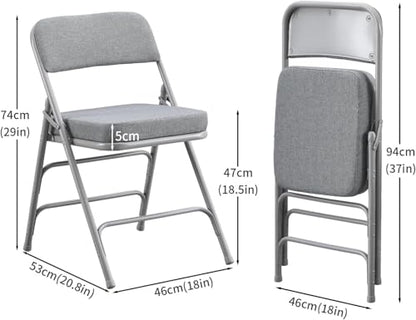 Padded Folding Chairs with Thick Cushion, 2 Pack Grey - color: Grey 2 Pack