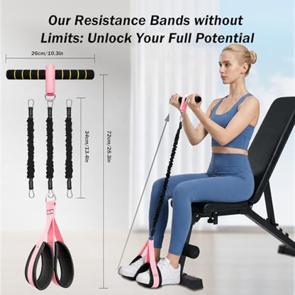 Pedal Resistance Bands with Handles, 3 Heavy Tube Adjustable Exercise Bands