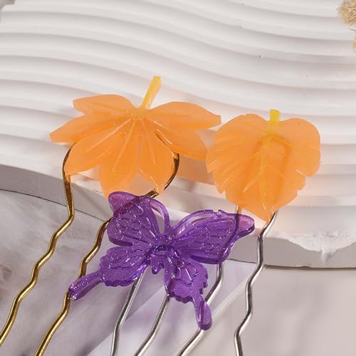 Attuslla 3 PCS Hair Stick Resin Molds Silicone Kit, 19 PCS Silicone Hairpin Molds Hair Stick Molds for Jewelry Crafts Making, Hairpin Clip DIY - color: Style C