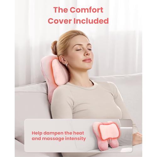 BOB AND BRAD Back Massager with Heat FSA Eligible, EZBack Corded Back Massager for Pain Relief Deep Tissue, Shiatsu Back Massage Pillow, Soothing Muscle Tension Upper & Lower Back Relief - color: Blush Pink