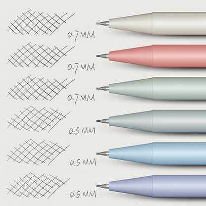 Mr. Pen- Pastel Mechanical Pencil Set with Lead Refills & Erasers, 6 Pack | 2 Sizes, 0.5 & 0.7mm, 6x Tubes HB & 2B Lead Refill, 3x Erasers for School Supplies, Note Taking, Drawing, Sketching, Office