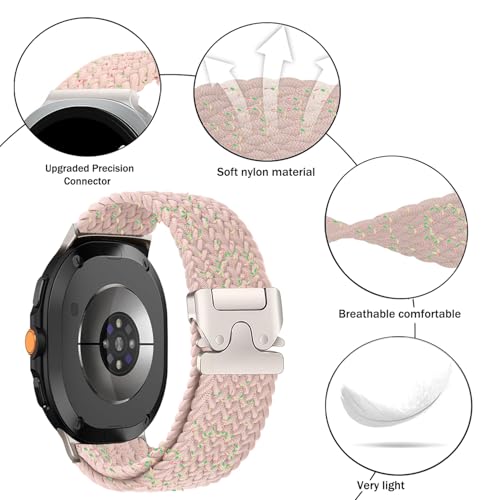 Nylon Braided band Compatible with Samsung Galaxy Watch 8 40mm 44mm, Elastic Band for Galaxy Watch 8 Classic 46mm - color: Starlight Pink