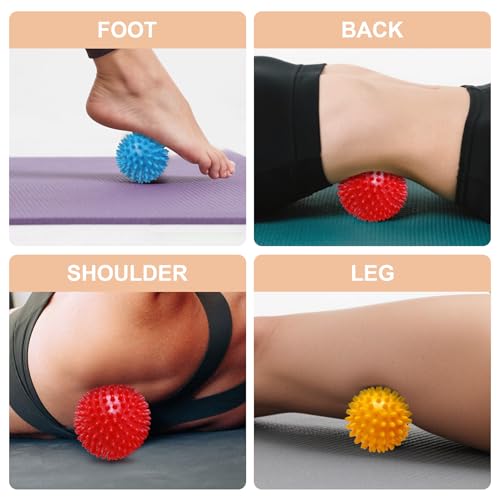 Spiky Massage Balls, 3PCS (Firm, Medium and Soft) | Muscle Massager Ball for Feet, Back, Neck, Muscles, Hands, Plantar Fasciitis, Foot Arch Trainer, Exercise, Physical Therapy - color: 3color