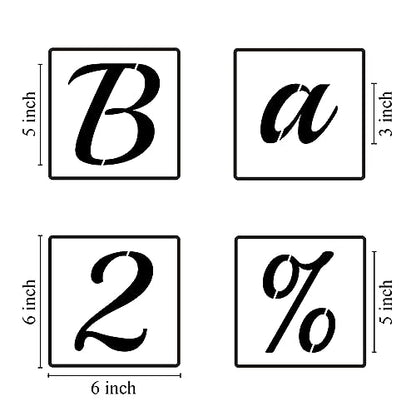 5 Inch Alphabet Letter Stencils for Painting - 70 Pack Letter and Number Stencil Templates with Signs for Painting on Wood, Reusable Cursive Letters Stencils for Chalkboard Wood Signs & Wall Art - size: 5 Inch