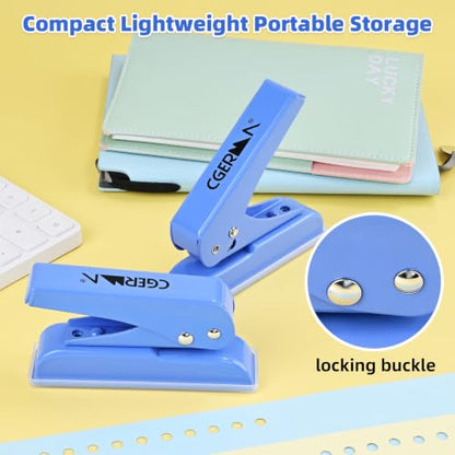 Single Hole Punch, 30 Sheet Capacity, Heavy Duty Paper Hole Puncher, 1/4" Hole Punches, 60% Labor Savings for for ID Cards, Chipboard Art Projects, Blue - color: Blue
