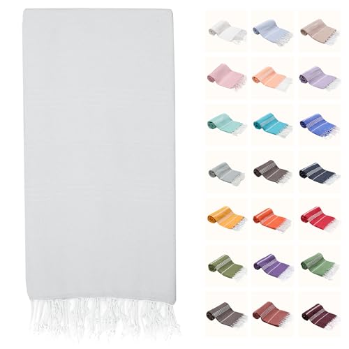 PARK&OZ Turkish Beach Towel – Oversized 100% Cotton Quick-Dry & Sand-Free Blanket – Ultra-Absorbent, Lightweight & Compact Pool Towel for Beach, Travel, Spa, Gym, Camping & Tie-Dye (White) - color: White