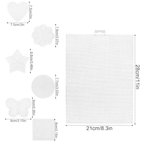 12pcs Plastic Mesh Canvas Sheets | 14 CT Multiple Shapes Screen Craft Canvas Sheets for Cross Stitch Embroidery Aida Cloth Needlepoint DIY Crochet Projects - style: Style B