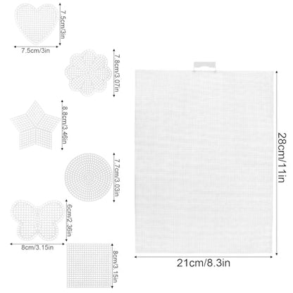 12pcs Plastic Mesh Canvas Sheets | 14 CT Multiple Shapes Screen Craft Canvas Sheets for Cross Stitch Embroidery Aida Cloth Needlepoint DIY Crochet Projects - style: Style B