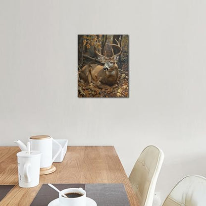 TUMOVO Elk in The Forest Canvas Paint by Number Kit for Adults | Elk Deer 16x20 inch unframed canvas kit with paints and brushes, mindful art activity for a weekend creative project. - color: Deer