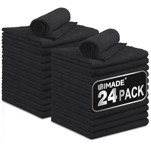 UNIMADE 극세사 클리닝 천, 24팩 재사용 가능한 극세사 타월 - color: 블랙., size: 24개