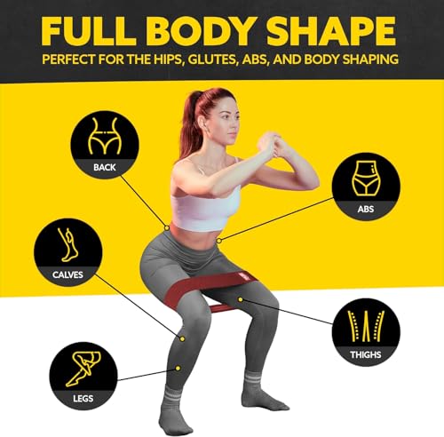 Fabric Resistance Bands for Working Out, 3-Pack for Legs and Glutes - color: Heavy Red