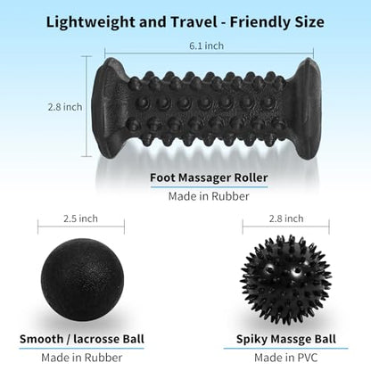 Foot Massager Roller Set for Plantar Fasciitis, Arch and Heel Pain Relief - color: Black Combination