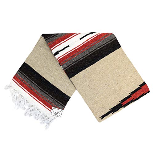 Open Road Goods Mexican Diamond Blanket - XL Heavyweight Yoga Blanket – Handmade in Mexico - Thick Boho Serape Saltillo Style Throw for Beach, Picnic, Home, Camping and More! (Autumn Earth) - color: Autumn Earth