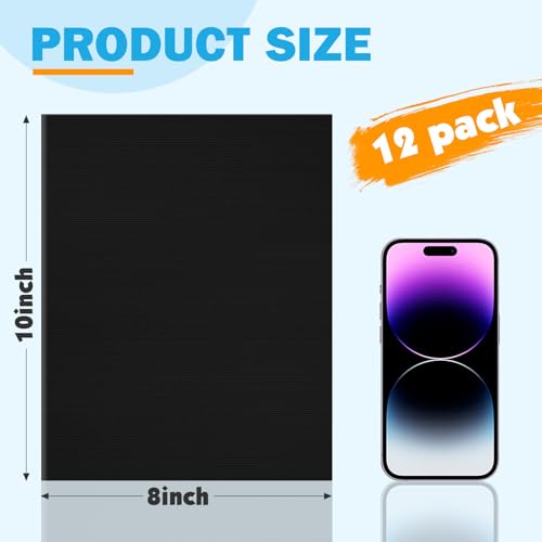 12 Pack Canvas for Painting 8x10 Inch, Black Canvas Boards for Painting Cotton Primed Acid Free Blank Canvas Panels for Oil, Acrylic Paint and Tempera. - size: black canvas 8x10in 12pack