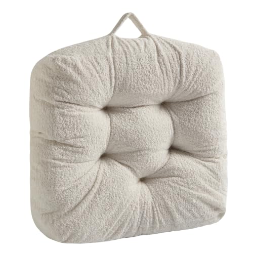 Floor Pillow, Large Meditation Sitting Cushion with Handle | for Tatami, Living Room, Yoga Use for Adults and Kids (1, Square, Cream, 22" x 22" x 6") - color: Square, Cream