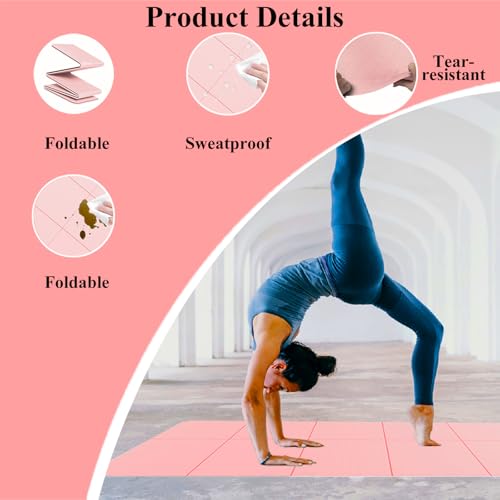 Yoga Mat for Travel, Non-Slip Yoga Mat, Exercise Mat 1/4" Thick Yoga Mat Foldable, Perfect for Pilates, Outdoor & Travel, TPE Anti-Slip Yoga Mat with Carry Bag - color: pink